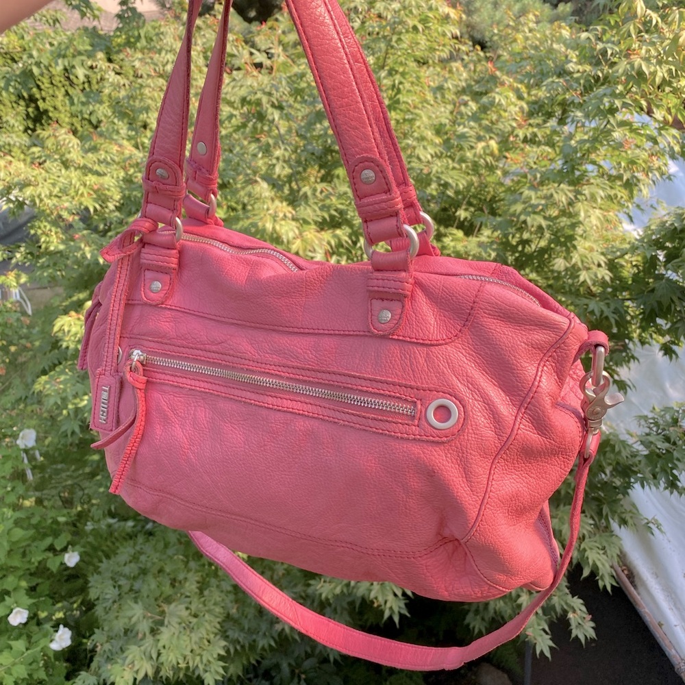 Large Pink Leather Hobo-Style Purse